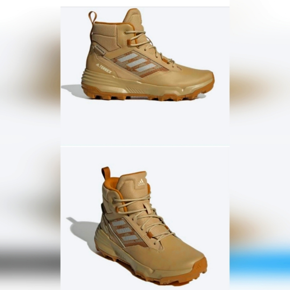 NEW (No Box) adidas Unity Leather Mid Rain.RDY Hiking Boots in Tan, M 10